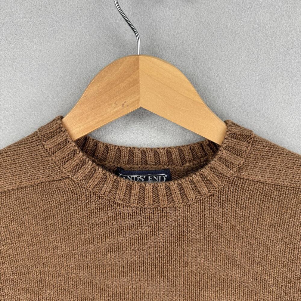 Vintage Lands End Sweater Womens Medium Brown Cotton Crewneck Raglan Knit Japan - Picture 2 of 8